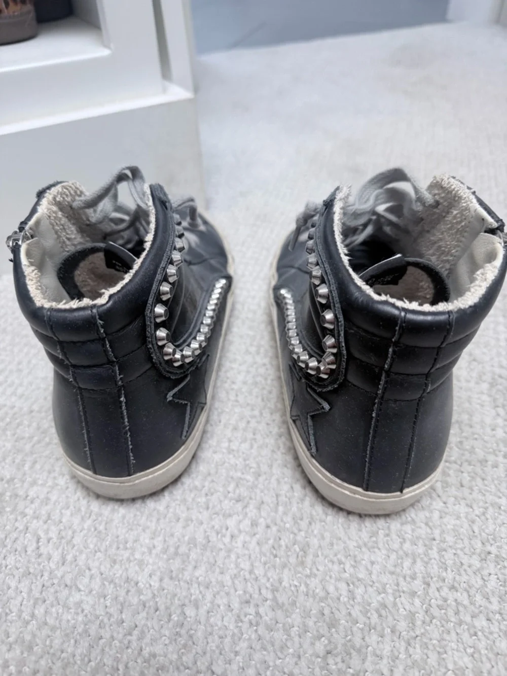 Golden Goose Black Leather High-Top Sneakers with Gray Laces - Picture 3 of 7
